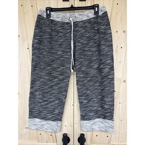 Joe Boxer Womens Size L Heather Black Gray Grey Drawstring Capri Joggers